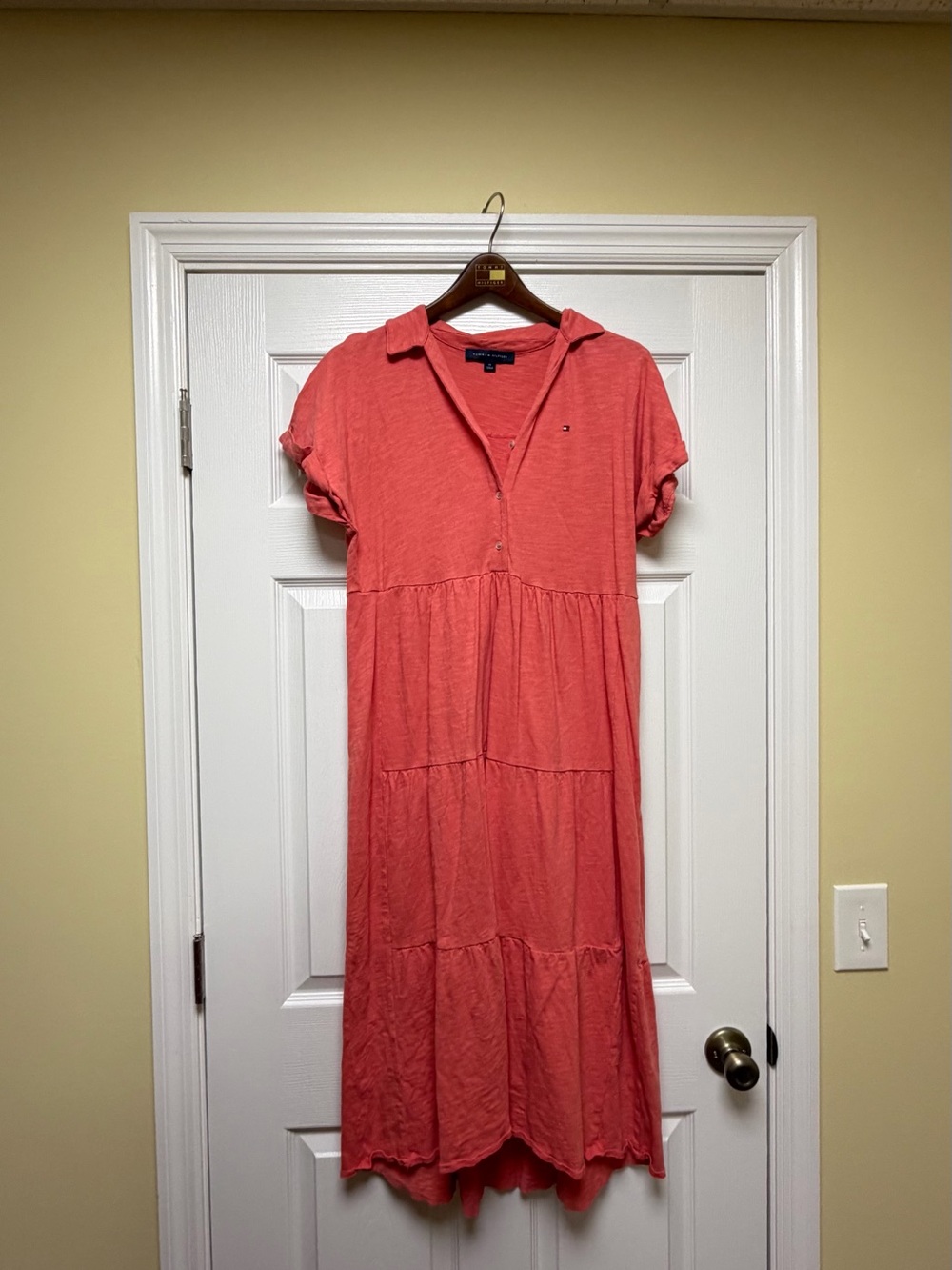 Tommy Hilfiger Coral Tiered Polo Midi Dress